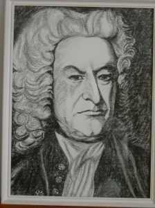 Ritratto di J.S. Bach, eseguito a carboncino da Paolo Statuti